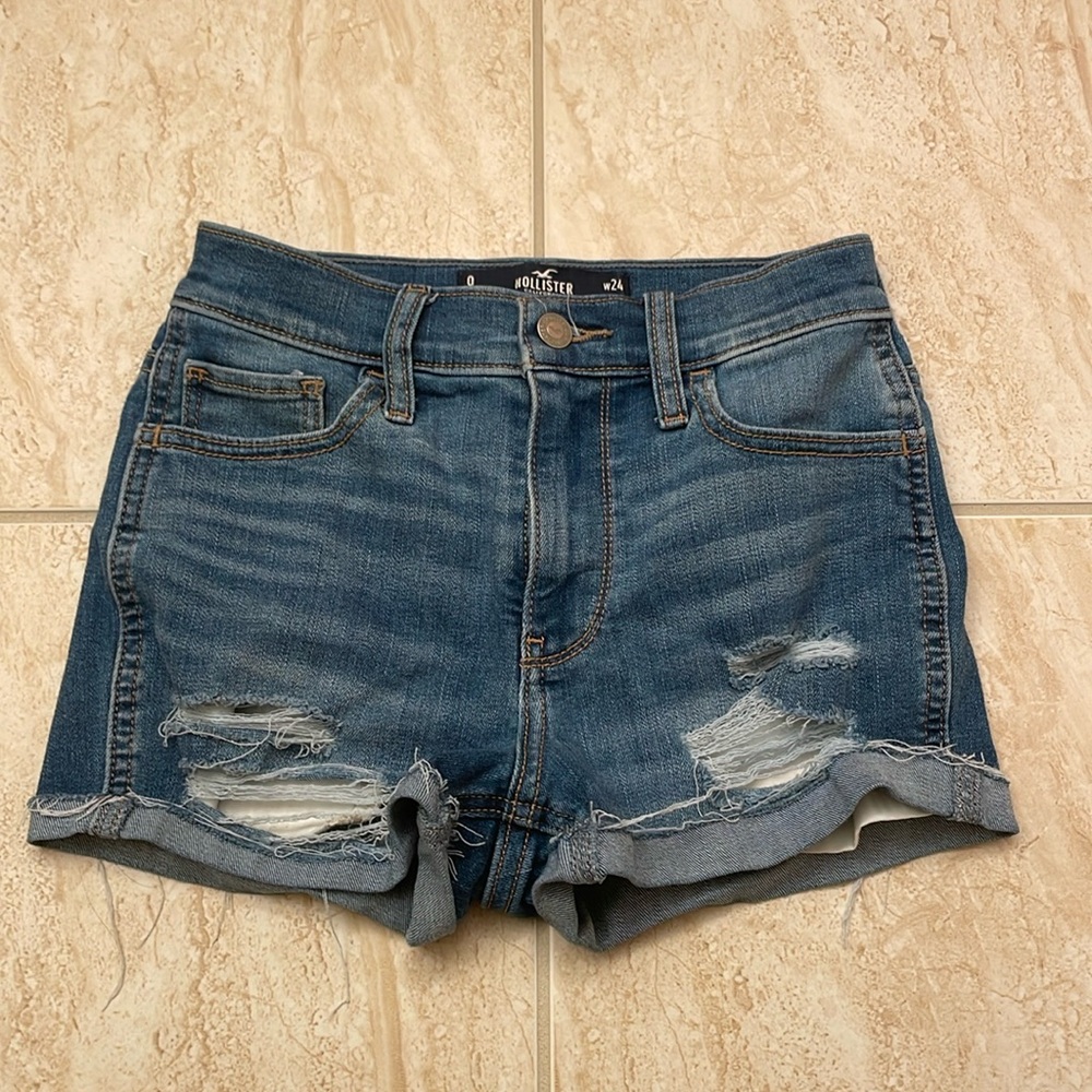 Hollister Blue Jean Ripped Shorts